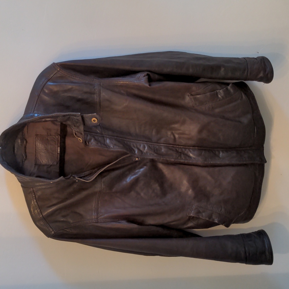 Merona Brown Cafe Racer Leather Jacket